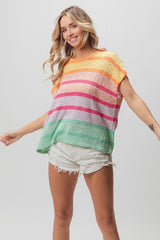 Multi Color Striped Sweater Top