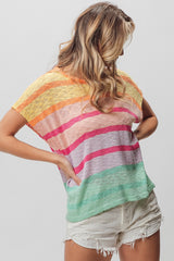 Multi Color Striped Sweater Top