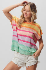 Multi Color Striped Sweater Top