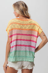 Multi Color Striped Sweater Top