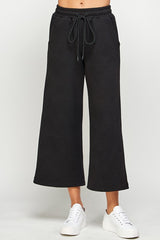 Multi-Color Textured Soft Cropped Lounge Set With Drop Shoulder Top