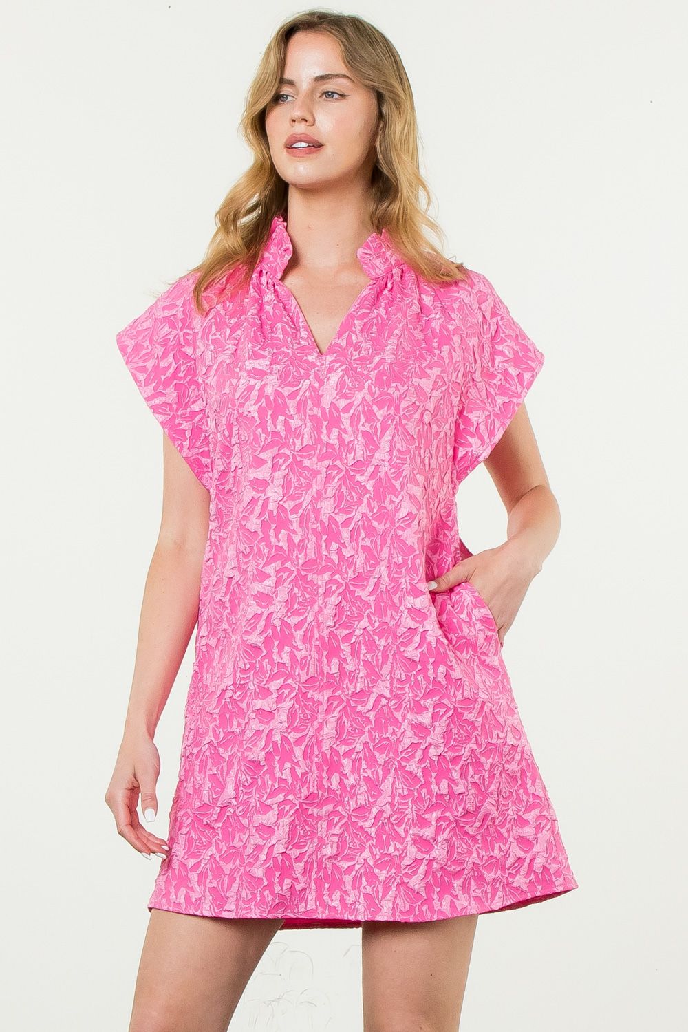 Short Sleeve Textured Dress