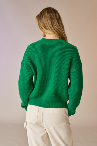 Olivia Loose Fit Green Merry Knit Pullover