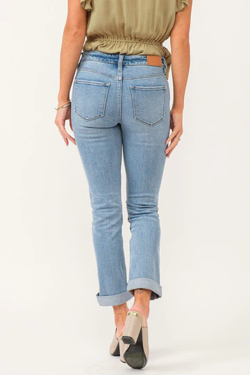 Dear John - Blaire Mid Rise Cuffed Slim Straight Jeans