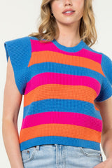 Short Sleeve Multi Color Knit Top