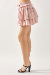 Pink Ruffle Tiered Skirts With Tessels