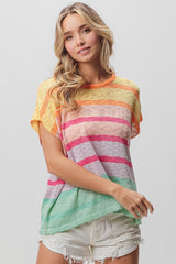 Multi Color Striped Sweater Top