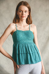 Lace-y Tiered Feminine Ruffle Woven Top