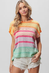 Multi Color Striped Sweater Top