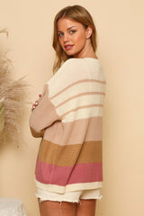 Color Block and Stripe Knit Sweater