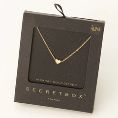 Secret Box Dainty Mini Heart Pendant Necklace 14K Gold Dipped