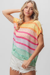 Multi Color Striped Sweater Top