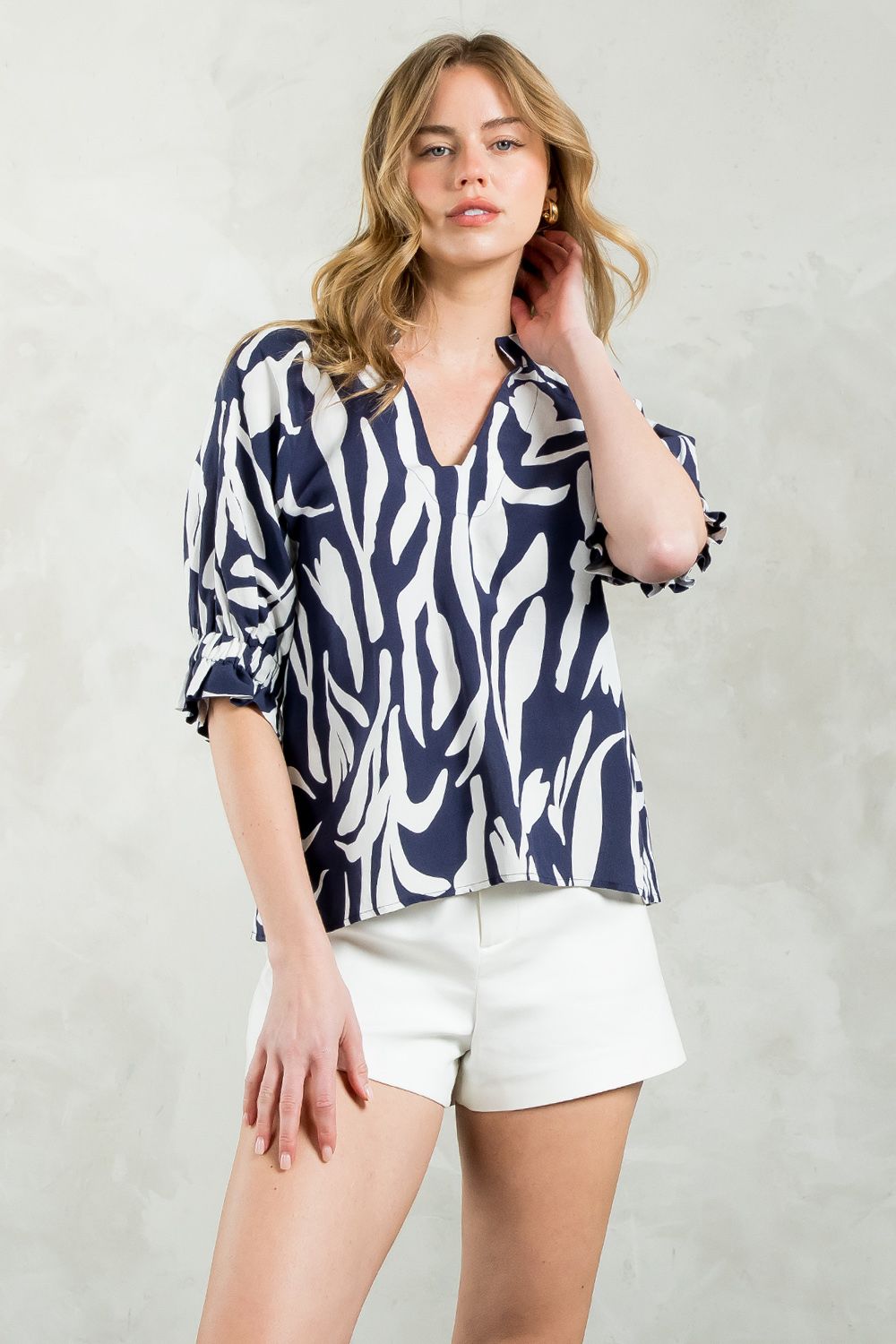 V-Neck Print Top