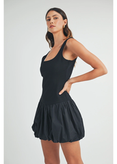 Scoop Neckline Sleeveless Bubble Hem Mini Dress