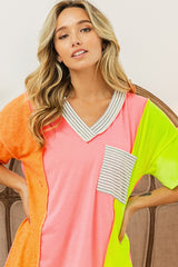 Color Block V-Neck Top