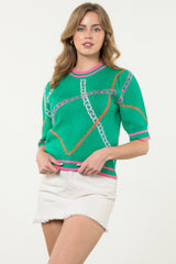 Short Sleeve Knit Chain Top