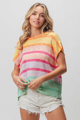 Multi Color Striped Sweater Top