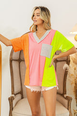 Color Block V-Neck Top