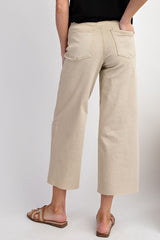 Button Front Stretch Twill Bell Bottom Pants