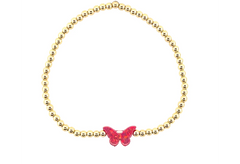 Classic Ball Bead Butterfly Charm Bracelet