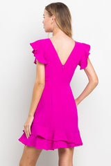 Ruffle Sleeves and Subtle V-back dress