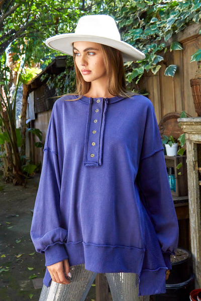 Raw Edge Detail Loose Fit Sweatshirt