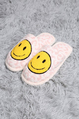 ComfyLuxe Leopard Pattern w/Embroidered Happy Face Luxury Soft Slippers