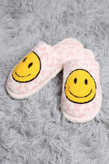 ComfyLuxe Leopard Pattern w/Embroidered Happy Face Luxury Soft Slippers