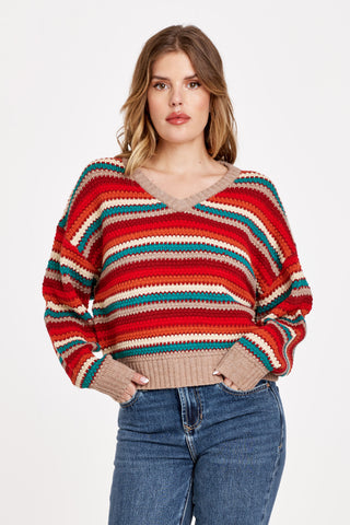 Patrice V-Neck Relaxed Long Sleeve Sweater
