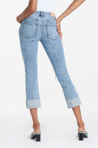 Blaire High Rise Cuff Clim Straight Jeans