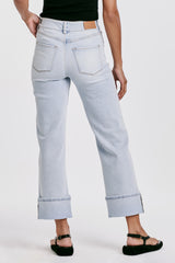 Holly Super High Rise Cuffed Straight Jeans Positano
