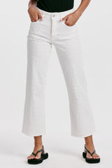 Holly Super High Rise Wide Hem Straight Jeans White Pointelle