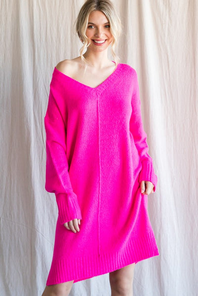 Hot Pink Sweater Dress