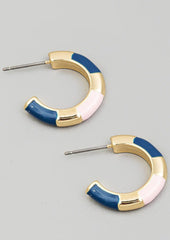 Enamel Color Blocked Hoop Earrings