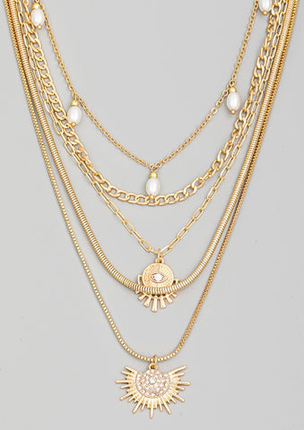 Assorted Layer Chain Sun Necklace