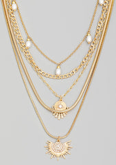 Assorted Layer Chain Sun Necklace