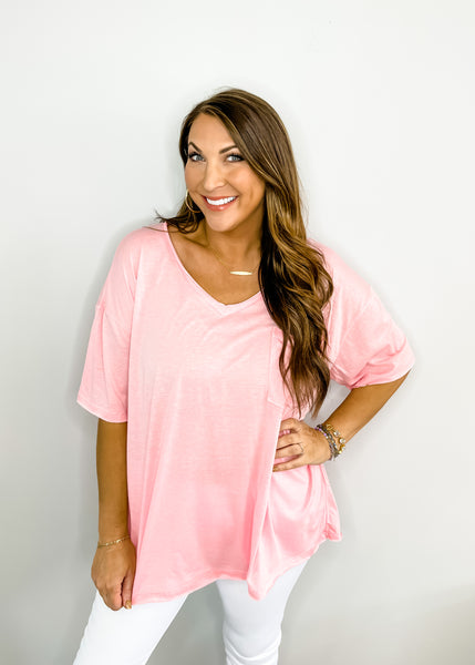 Pink Oversized Pocket Tee
