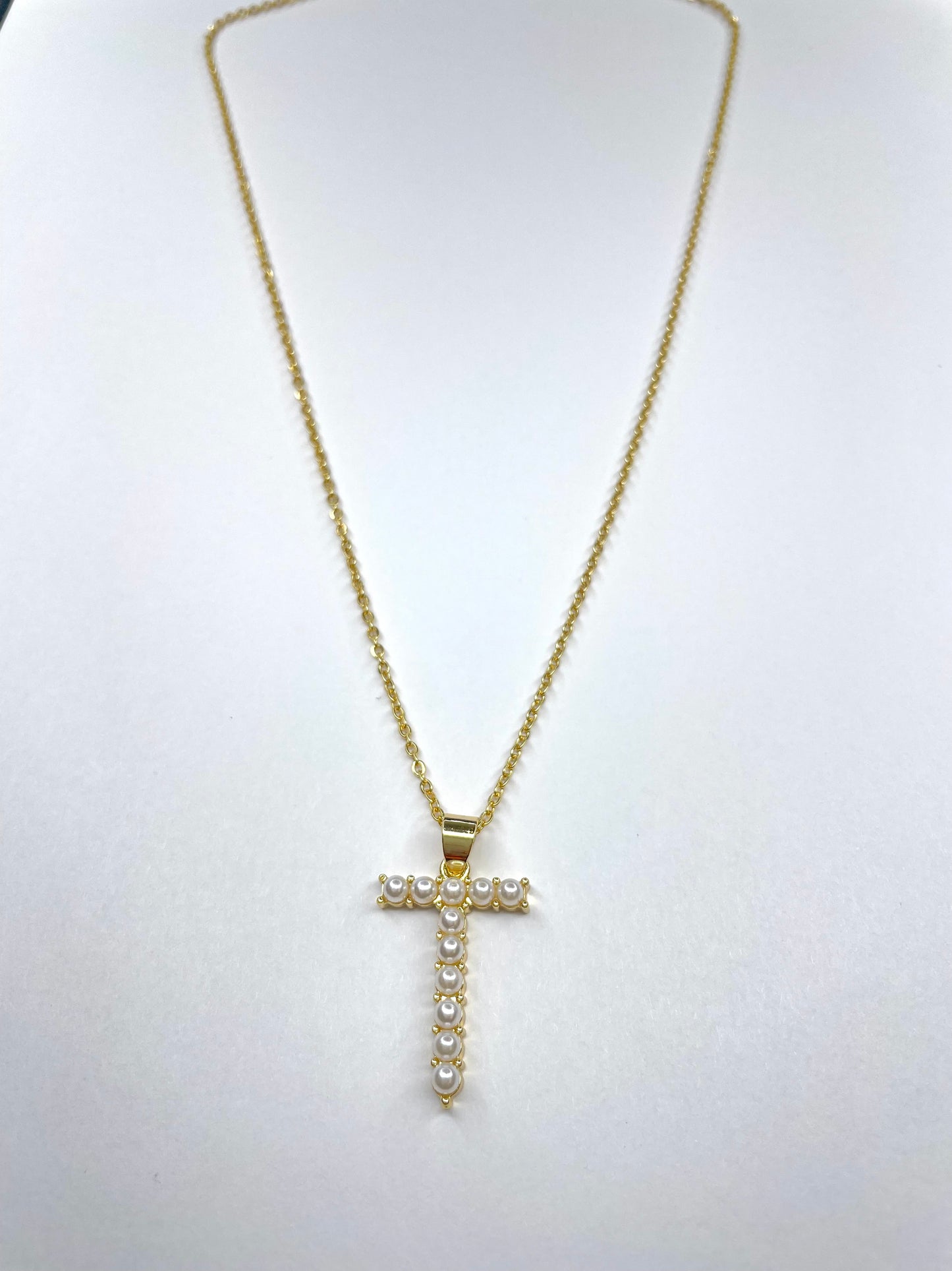 Large Pearl Gold Initial Necklace