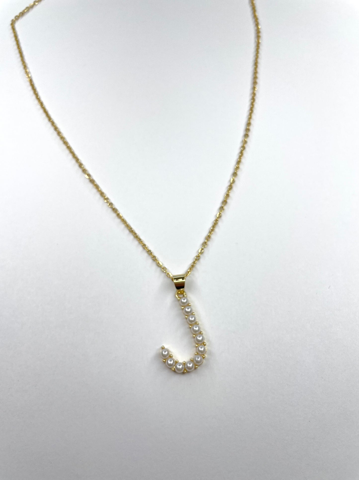 Large Pearl Gold Initial Necklace